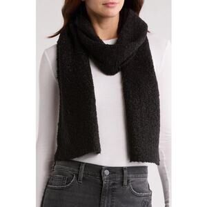 NWT ALLSAINTS Teddy Fleece Knit Scarf in Black Retail 149